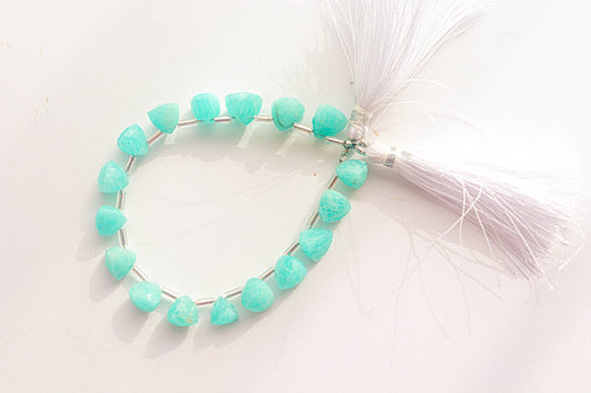 Amazonite 3D Trillion Shape Beads | 8x8mm | 17 Pieces | Natural Gemstone Beads for Jewelry Making | Beadsforyourjewellery Beadsforyourjewelry