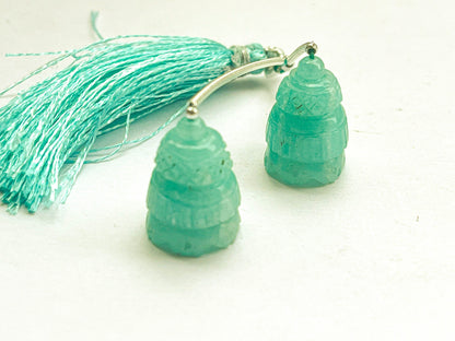 Amazonite Carving Bell Shape Pair, Beautiful! Carving Work in Natural Amazonite Gemstone for Earring's, 13x17MM, 2 Pieces Beadsforyourjewelry