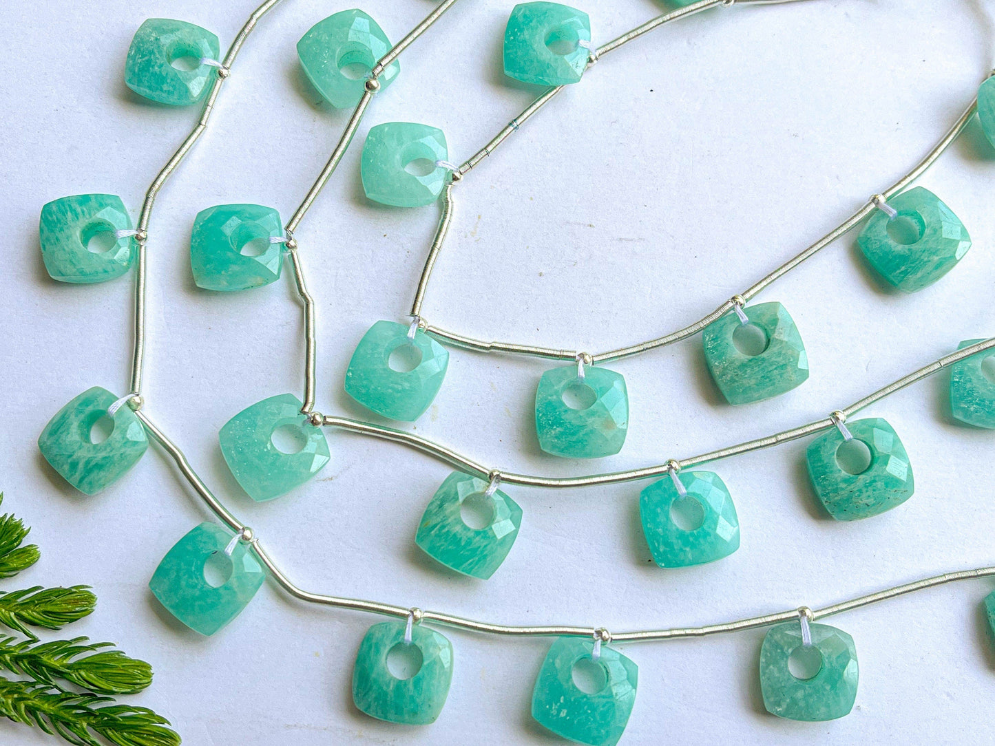 Amazonite Cushion Hoop Shape Faceted Briolette Beads, Natural Amazonite Gemstone, Amazonite cushion beads, 12x12mm, 10 Pieces Beadsforyourjewelry