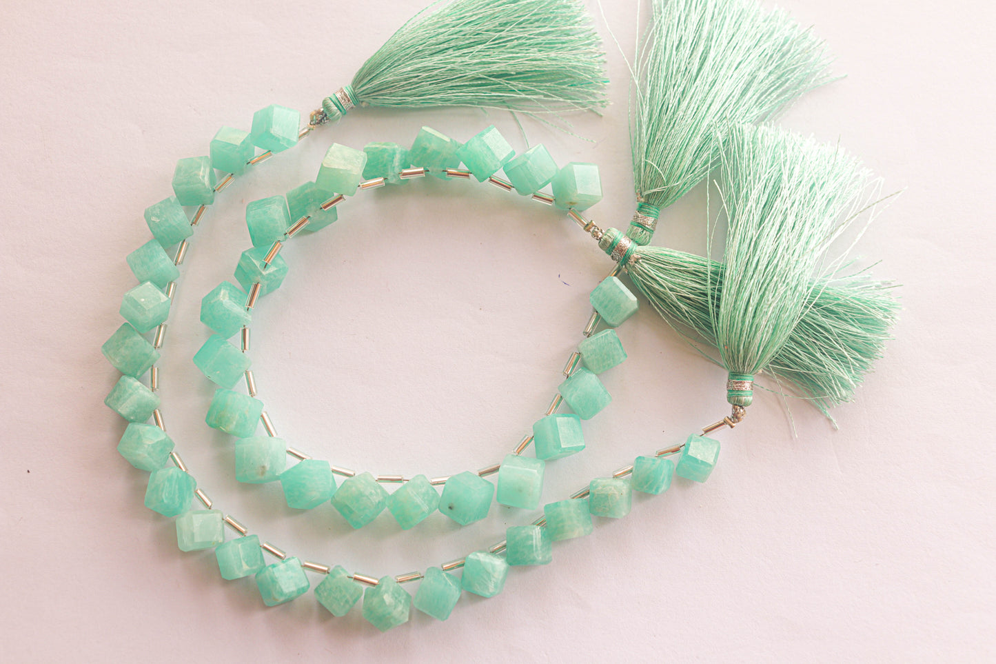 Amazonite Gemstone Faceted Cube Shape Side Drill Beads Beadsforyourjewelry