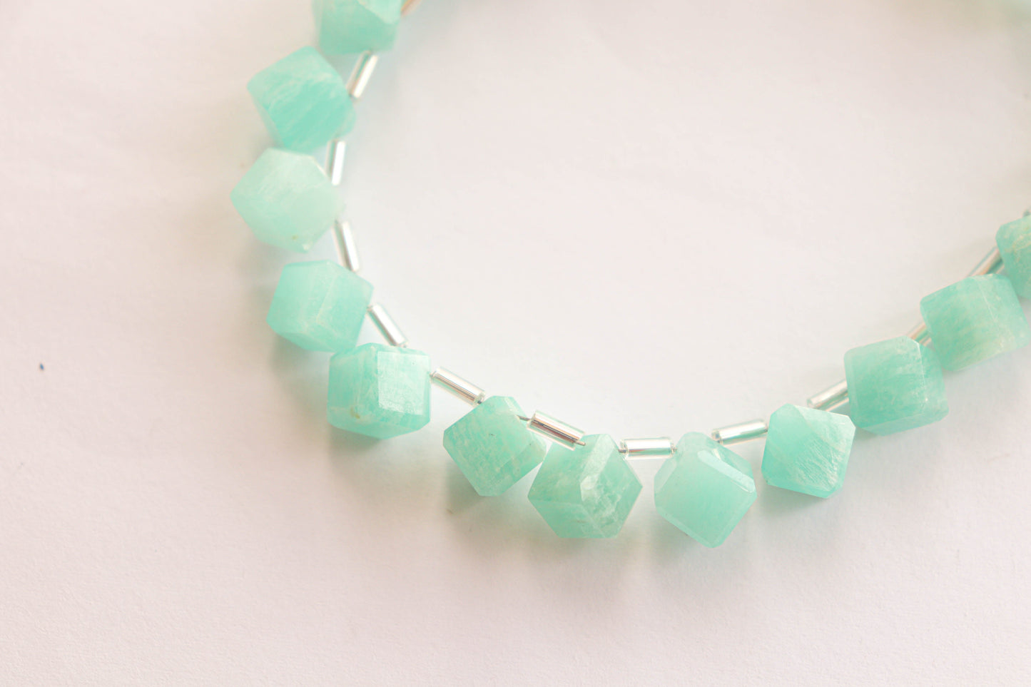 Amazonite Gemstone Faceted Cube Shape Side Drill Beads Beadsforyourjewelry