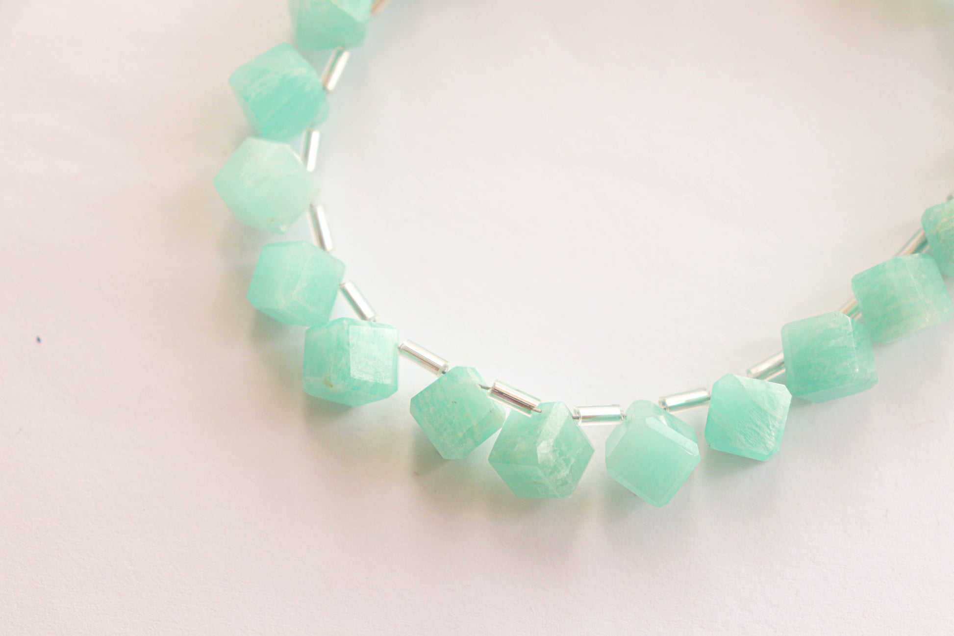 Amazonite Gemstone Faceted Cube Shape Side Drill Beads Beadsforyourjewelry