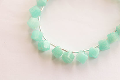 Amazonite Gemstone Faceted Cube Shape Side Drill Beads Beadsforyourjewelry