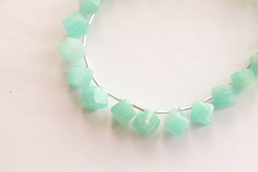 Amazonite Gemstone Faceted Cube Shape Side Drill Beads Beadsforyourjewelry