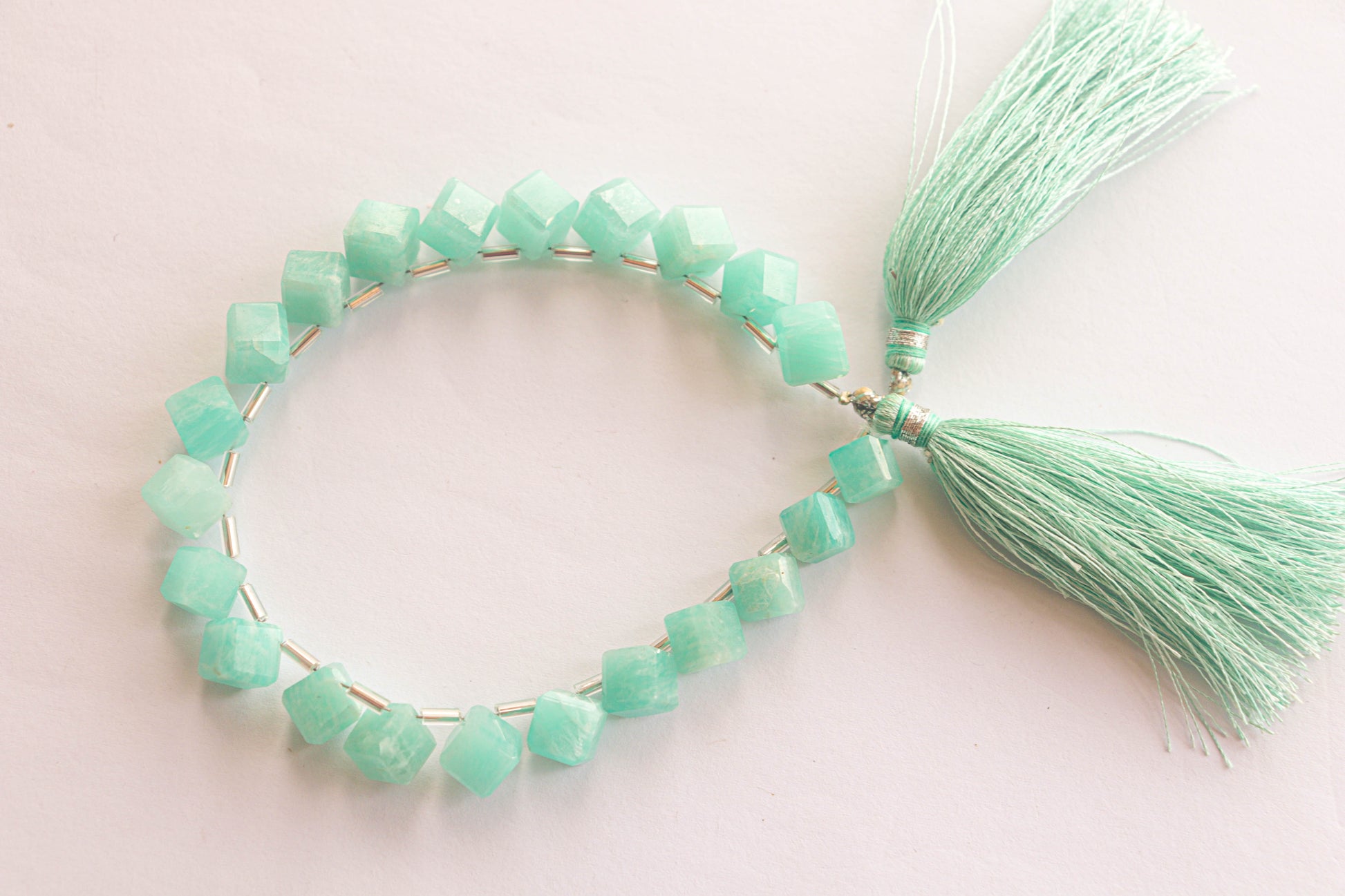 Amazonite Gemstone Faceted Cube Shape Side Drill Beads Beadsforyourjewelry