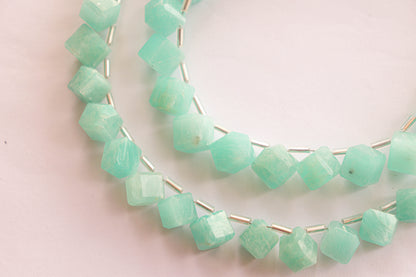 Amazonite Gemstone Faceted Cube Shape Side Drill Beads Beadsforyourjewelry