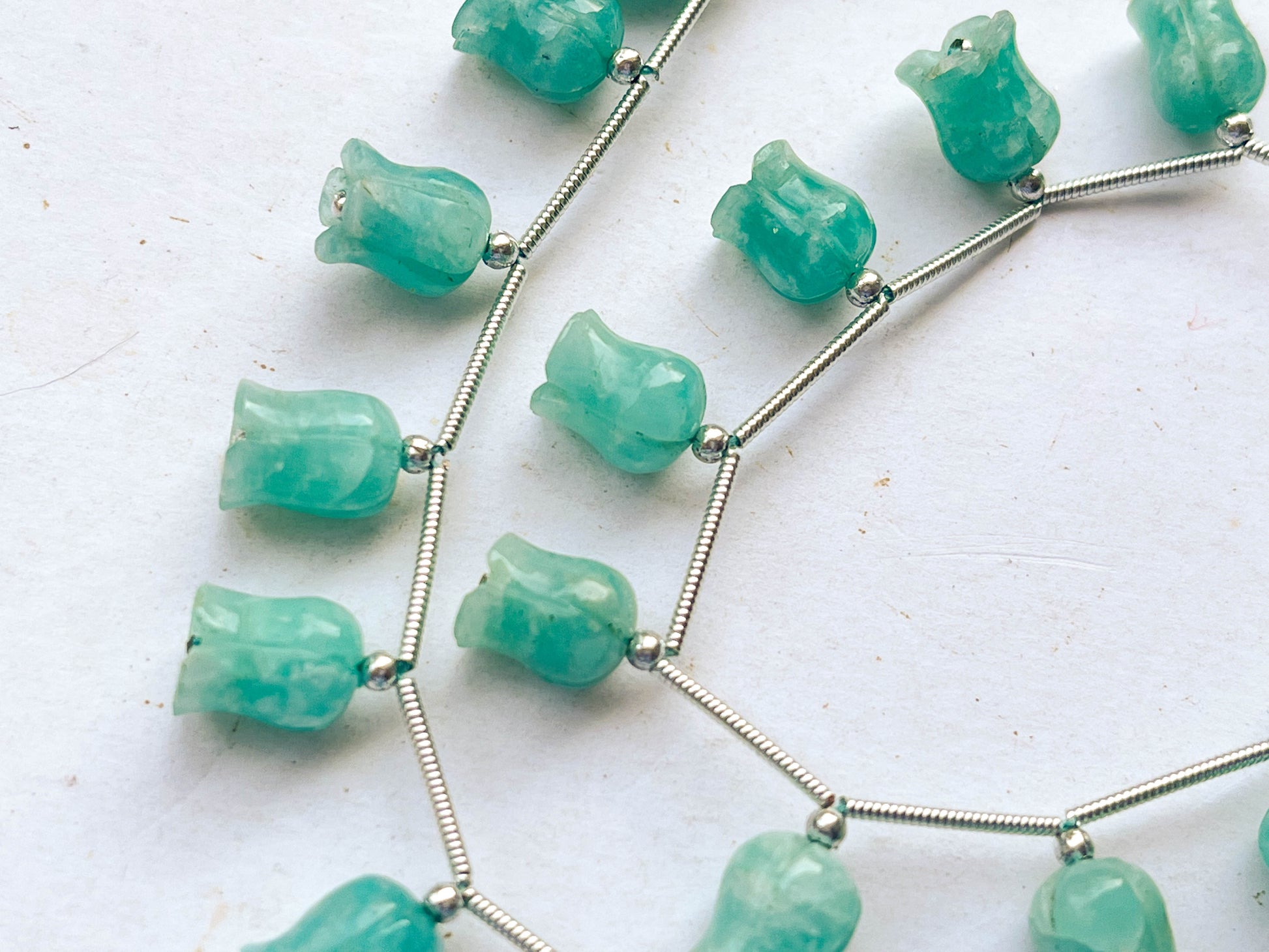 Amazonite flower carving Lily of the valley shape beads Beadsforyourjewelry