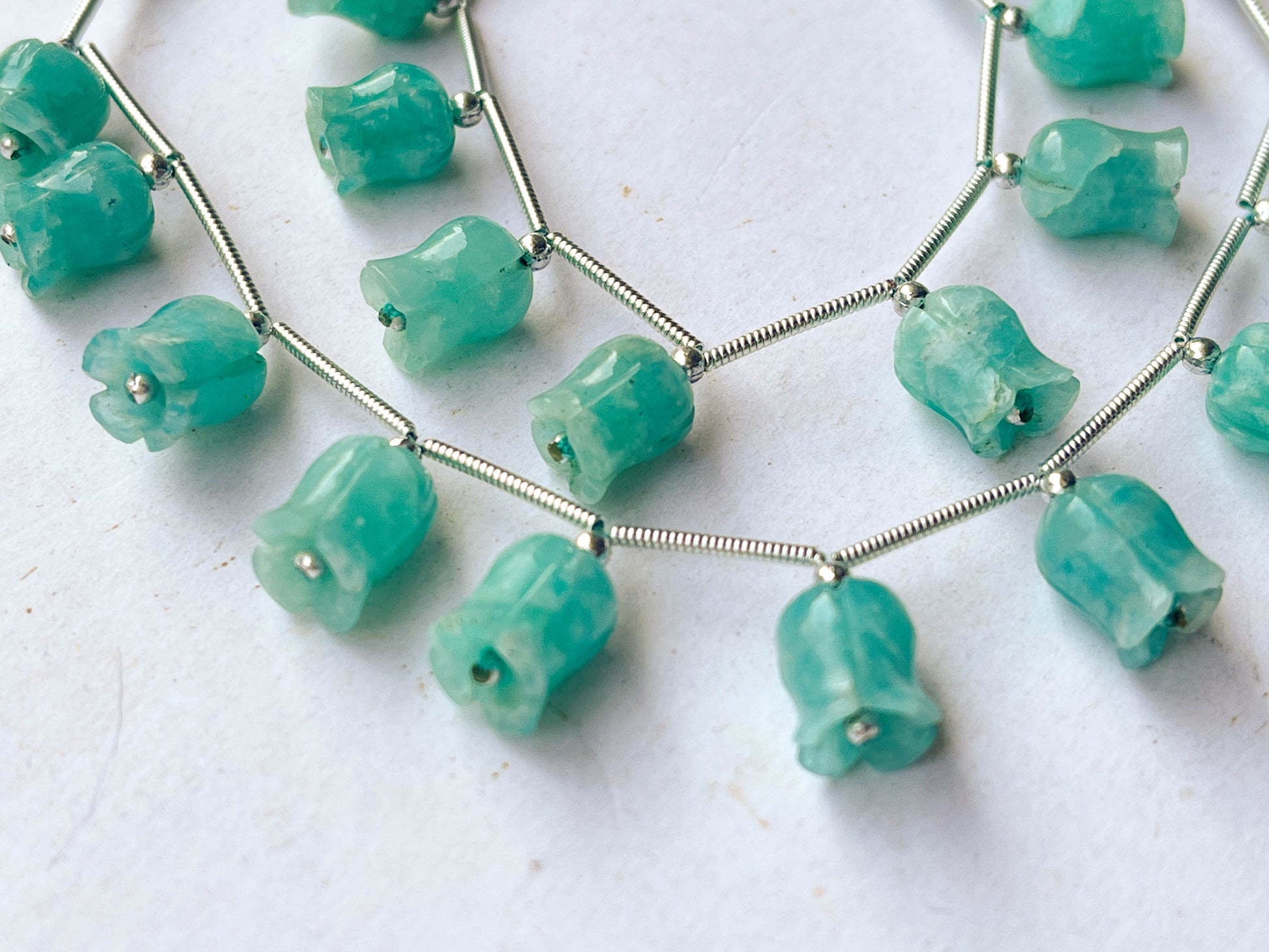 Amazonite flower carving Lily of the valley shape beads Beadsforyourjewelry