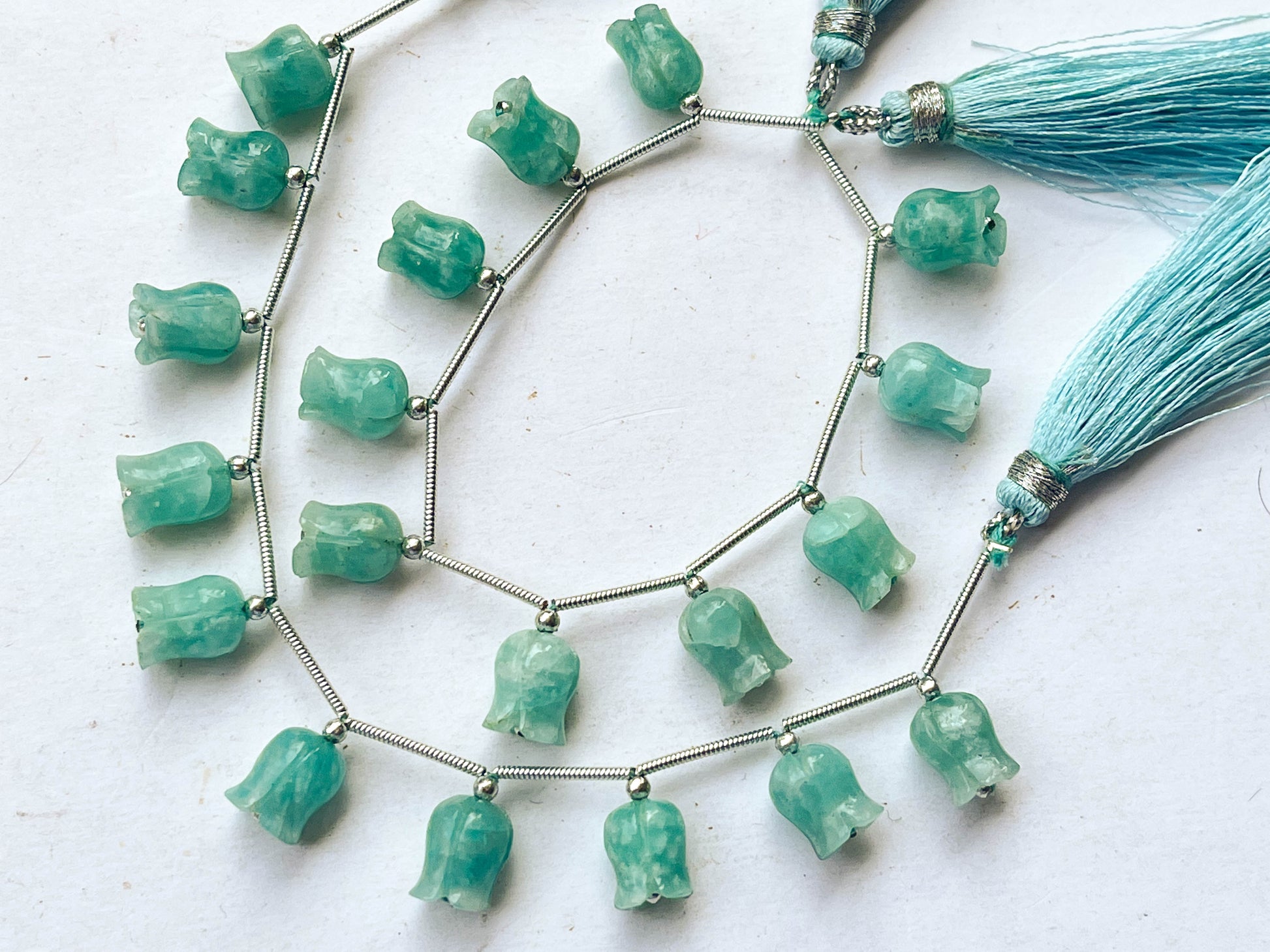 Amazonite flower carving Lily of the valley shape beads Beadsforyourjewelry