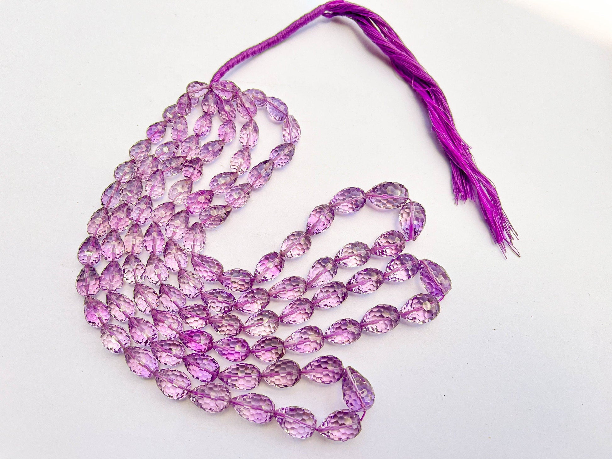 Amethyst Concave Cut Drops, Natural Gemstone Beads, 7x11mm to 10x15mm, 16 Inches String, 32 Pieces, Center Drill Beadsforyourjewelry