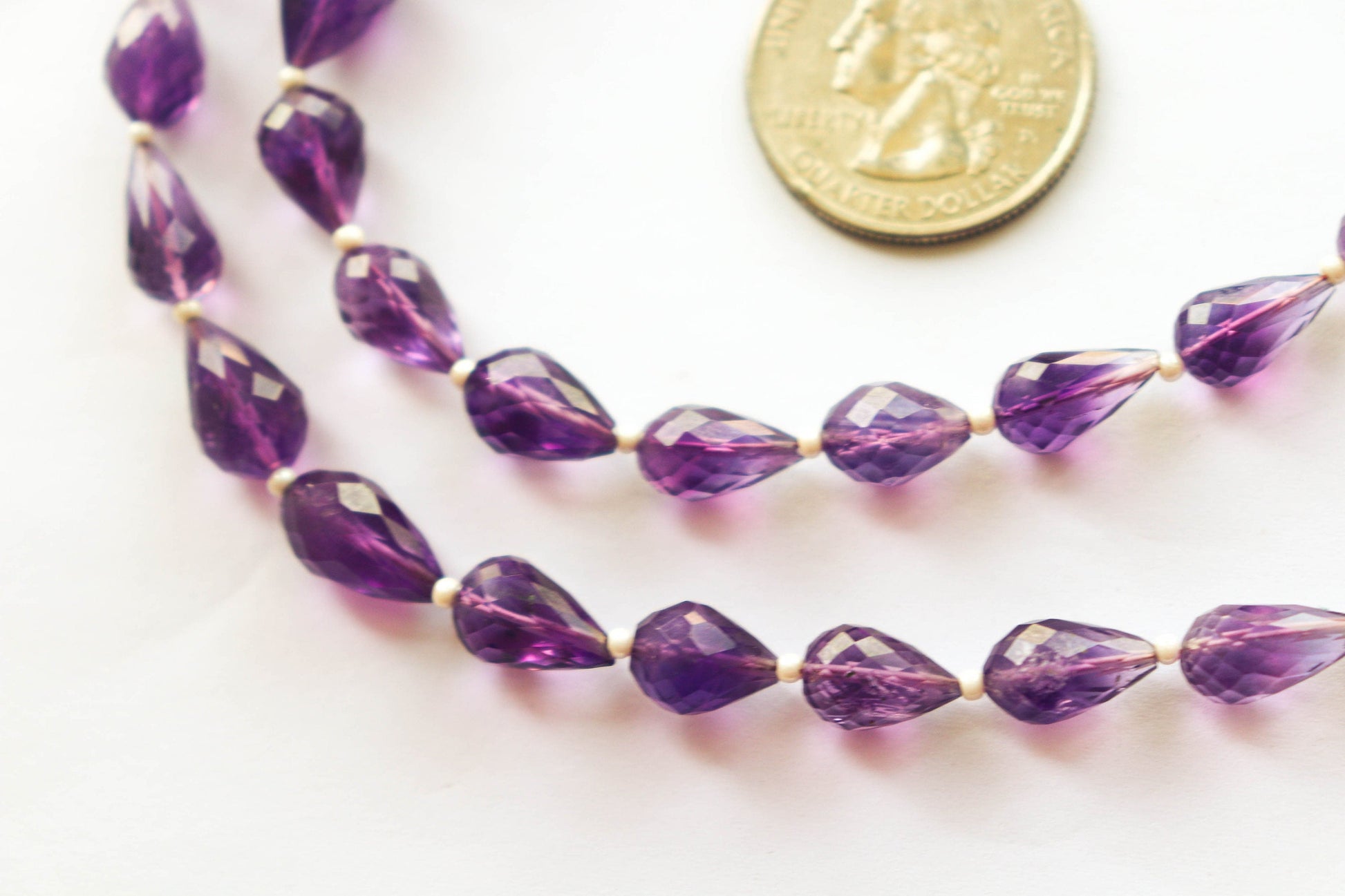 Amethyst Faceted Drops | 5x7mm to 8x12mm | 10 inch | 22 Pieces | Center Drill | Natural gemstone beads | Beadsforyourjewellery Beadsforyourjewelry