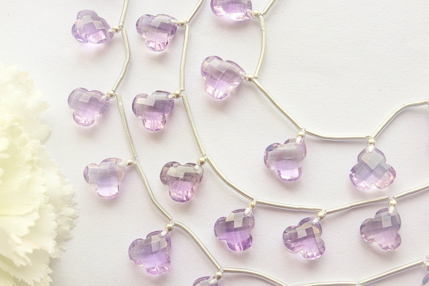 Amethyst Flower shape Faceted Beads | 8 Inch String | Natural Gemstone | 10 Pieces | 11x11mm | Beadsforyourjewelry Beadsforyourjewelry