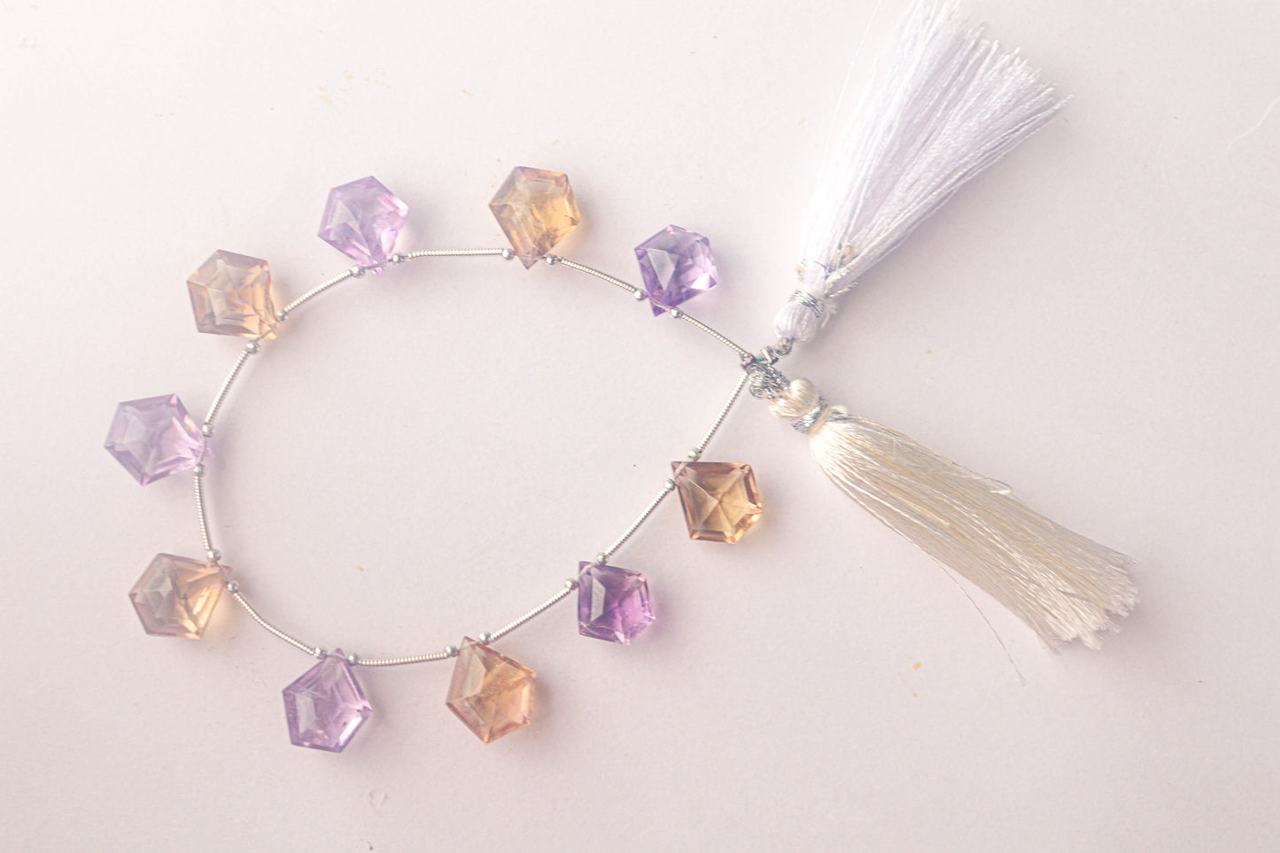 Amethyst x Citrine Pentagon Shape Faceted Drops Beadsforyourjewelry