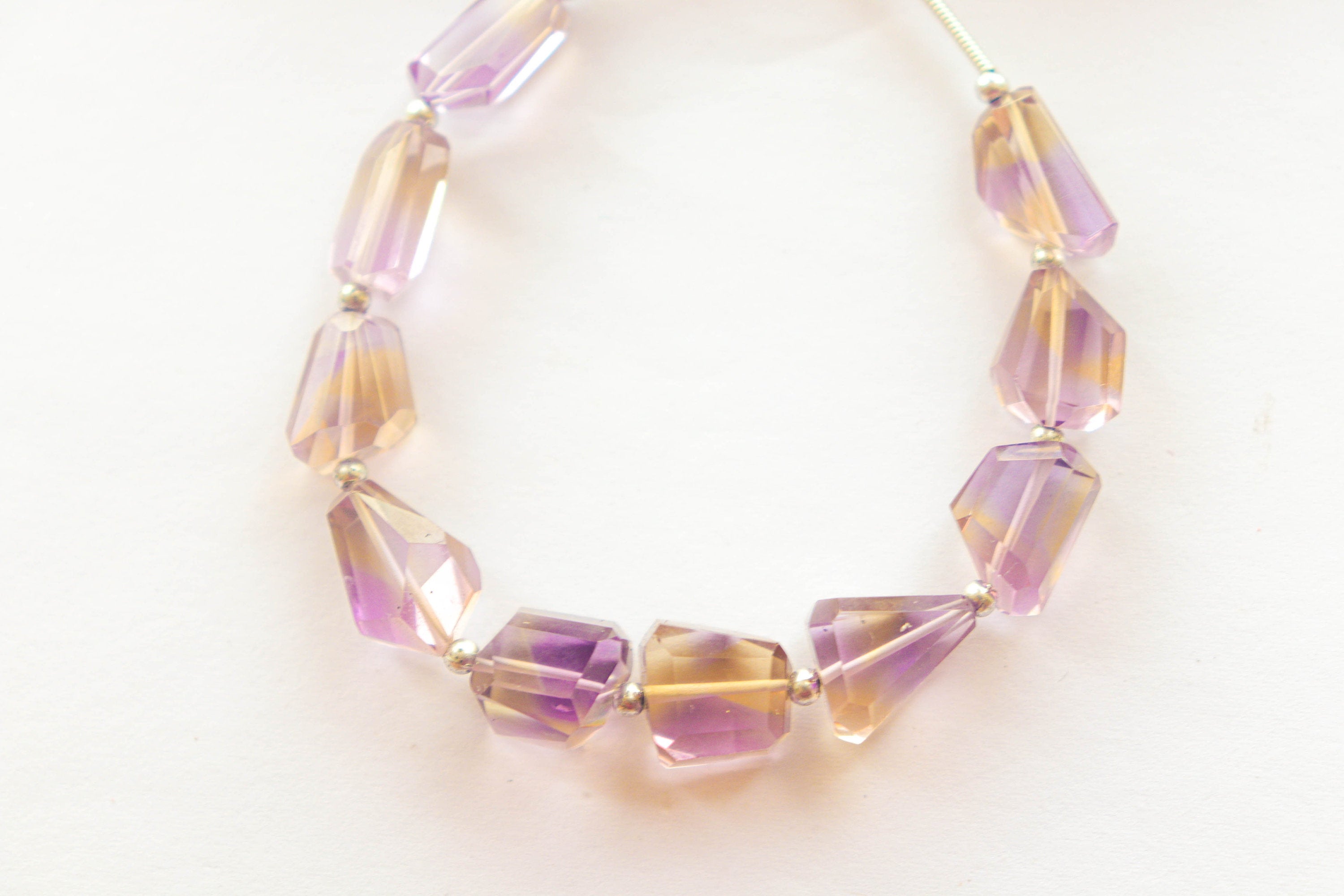 Ametrine Beads Uneven Shape Faceted Tumbles | 6x12mm-10x12mm | 10 Pieces | 5 inch | High Quality Ametrine Gemstone | Beadsforyourjewellery Beadsforyourjewelry