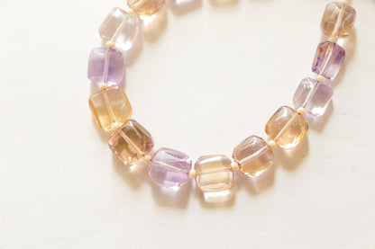 Ametrine Cushion Shape Beads | 8x8mm | 14 Pieces | 6 Inch | Center Drill | Natural Ametrine Gemstone | Beadsforyourjewellery Beadsforyourjewelry
