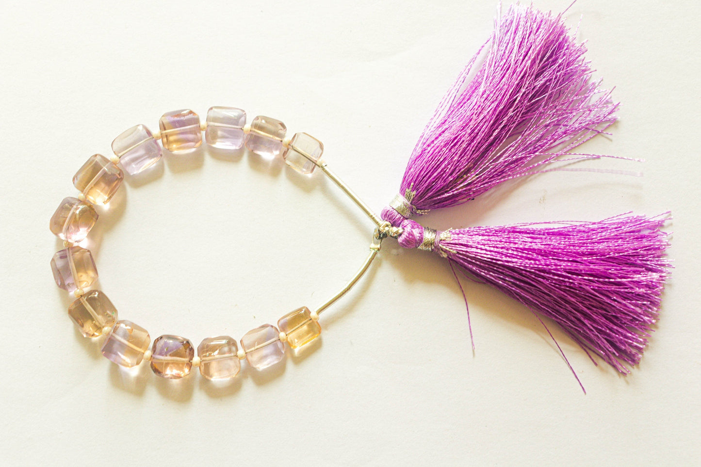 Ametrine Cushion Shape Beads | 8x8mm | 15 Pieces | 6 Inch | Center Drill | Natural Ametrine Gemstone | Beadsforyourjewellery Beadsforyourjewelry