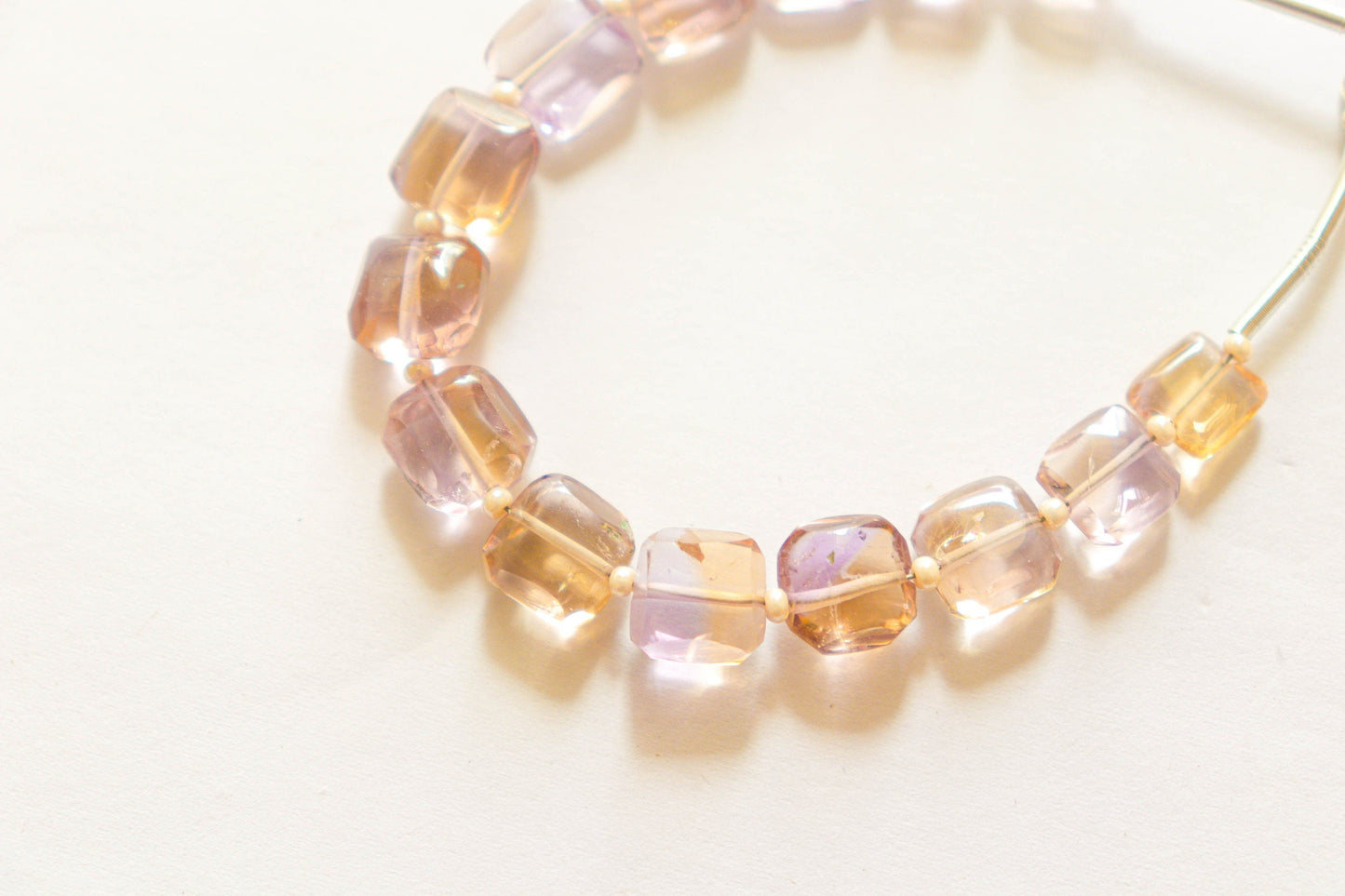 Ametrine Cushion Shape Beads | 8x8mm | 15 Pieces | 6 Inch | Center Drill | Natural Ametrine Gemstone | Beadsforyourjewellery Beadsforyourjewelry