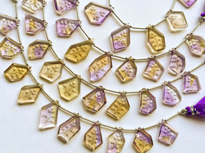 Ametrine Faceted Slice Back Flower Carving Beads Beadsforyourjewelry