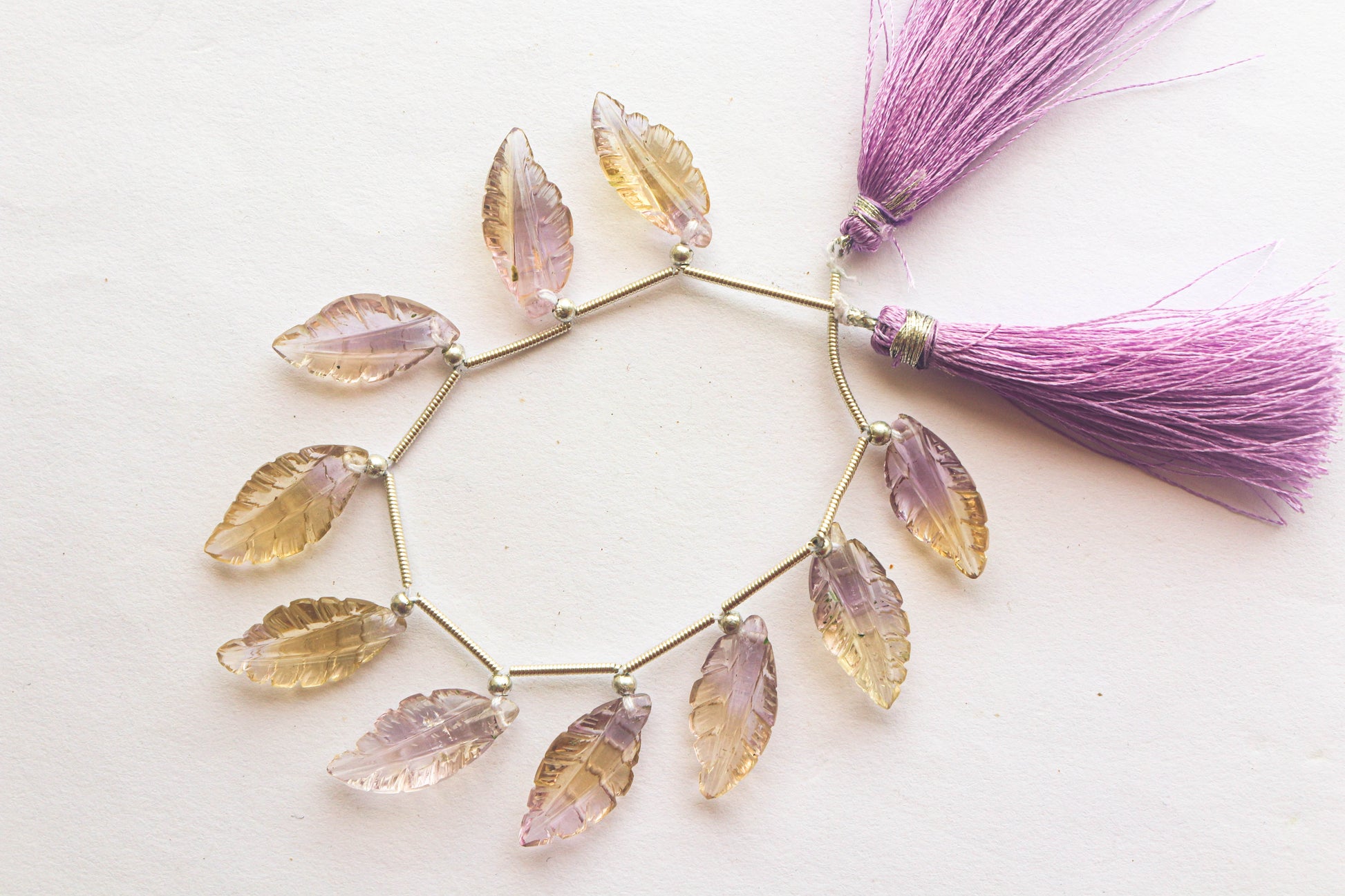 Ametrine Leaf Carving Beads Beadsforyourjewelry