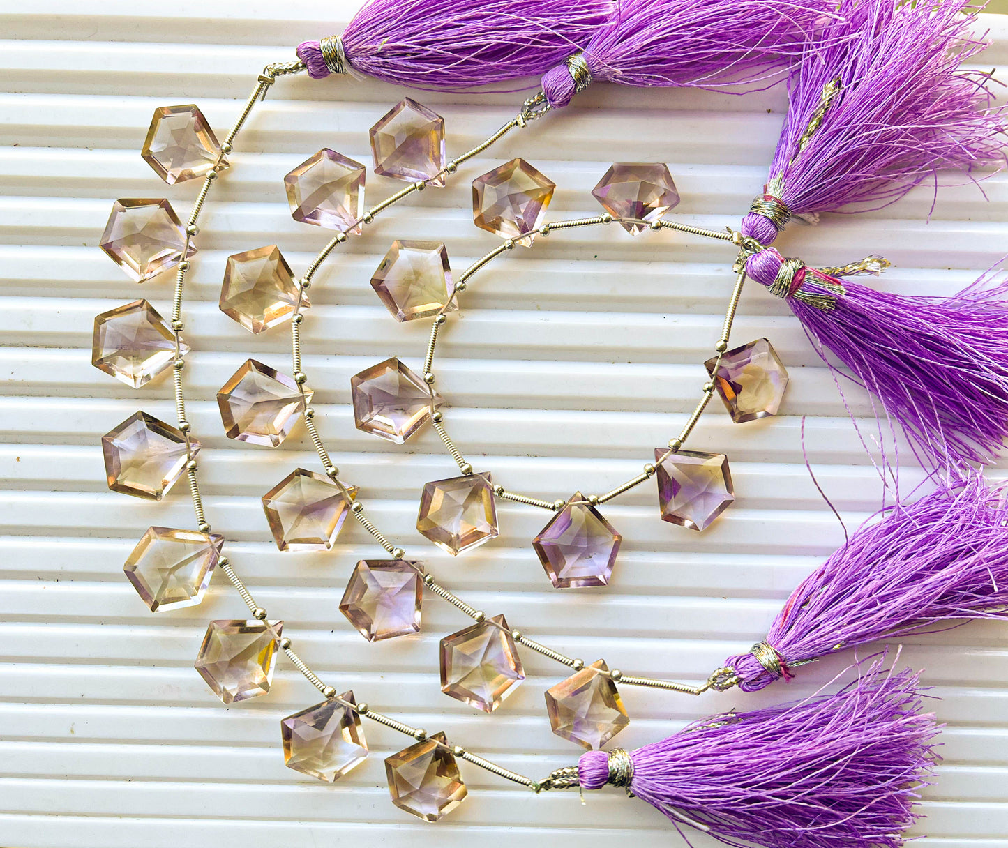 Ametrine Pentagon Shape Star Cut Drops, 8 Pieces |  12x13mm Beadsforyourjewelry