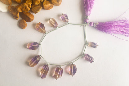Ametrine Uneven Shape Faceted tumbles - Center Drill Beadsforyourjewelry