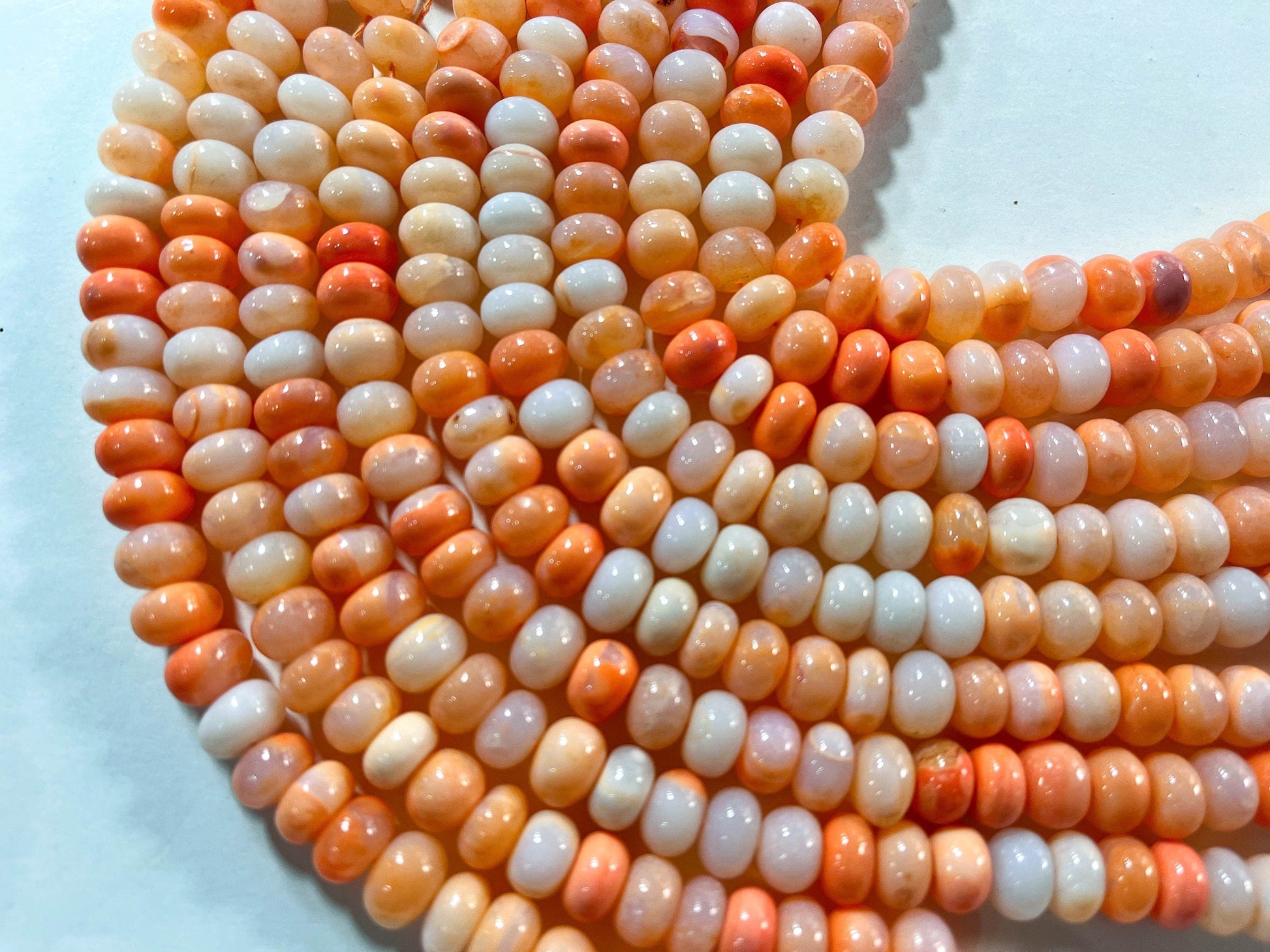 Beautiful Candy Peach Opal Smooth Rondelle Shape Beads Beadsforyourjewelry
