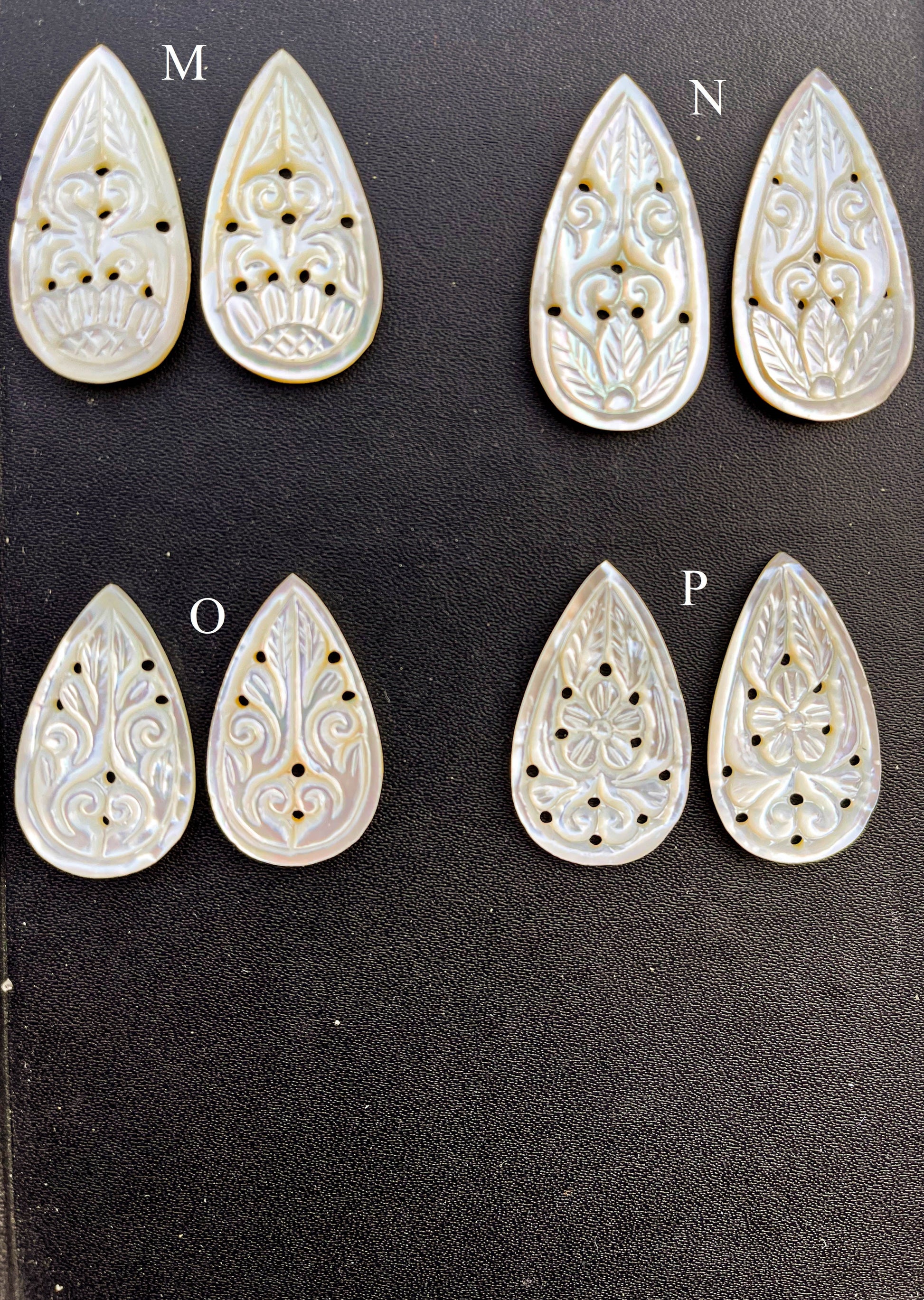 Beautiful! Mother of Pearl Window Carving Pair, Natural Pearl for Earring's, Various Sizes and Shapes, Beadsforyourjewellery Beadsforyourjewelry