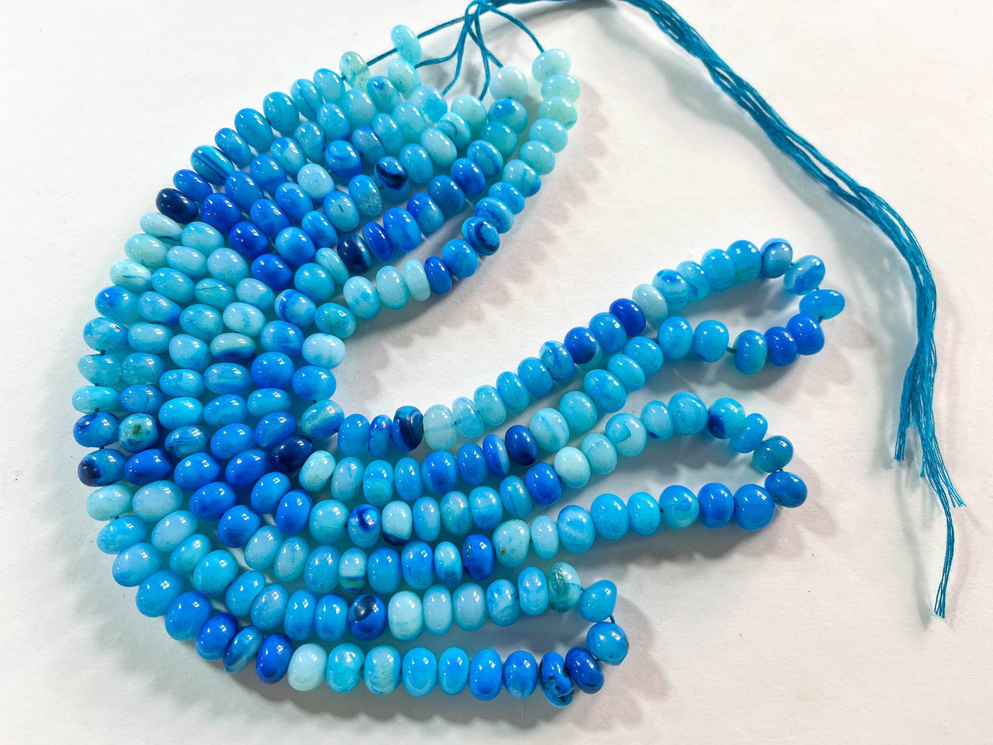 Beautiful Neon Blue Opal Smooth Rondelle Shape Beads Beadsforyourjewelry