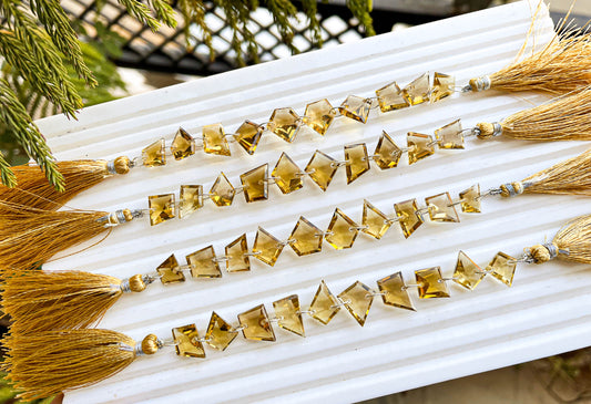 Beer Quartz Gemstone Uneven Shape Faceted Double Drill Beads Beadsforyourjewelry