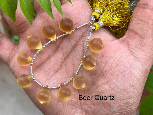 Beer Quartz Slanted Drops Frosted Beadsforyourjewelry