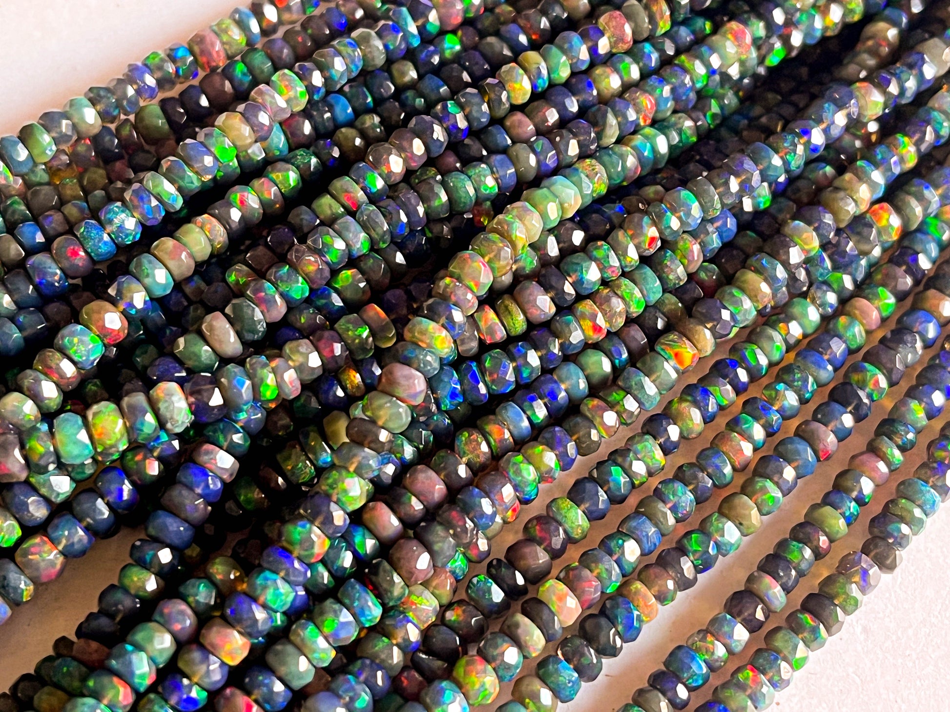Black Ethiopian Opal Faceted rondelle beads Beadsforyourjewelry