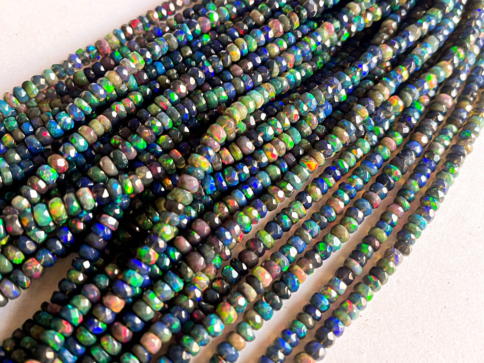 Black Ethiopian Opal Faceted rondelle beads Beadsforyourjewelry
