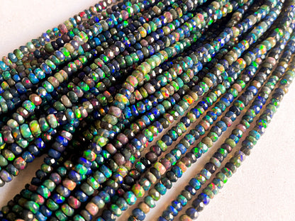 Black Ethiopian Opal Faceted rondelle beads Beadsforyourjewelry