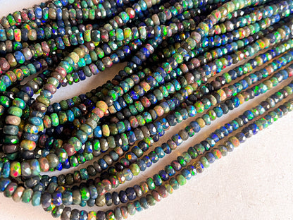 Black Ethiopian Opal Faceted rondelle beads Beadsforyourjewelry