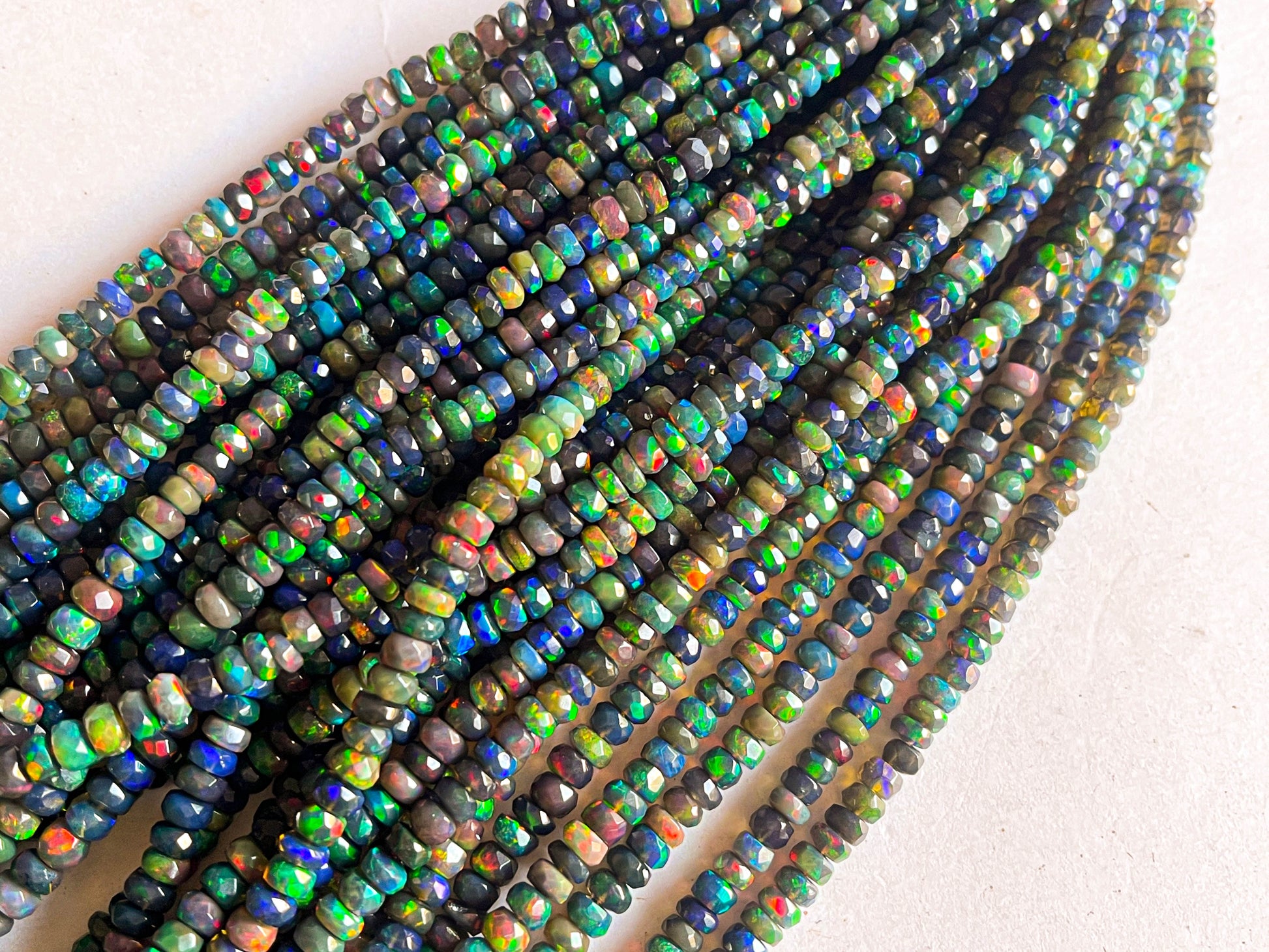 Black Ethiopian Opal Faceted rondelle beads Beadsforyourjewelry