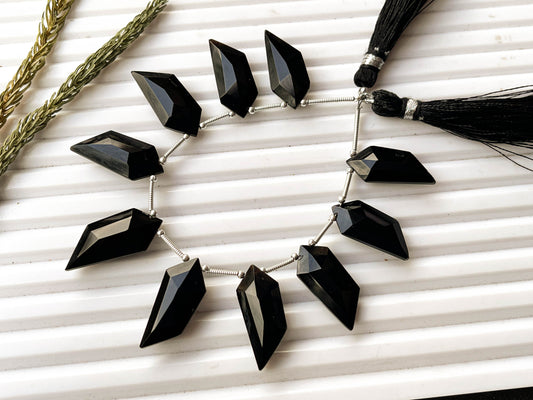 Black Onyx Spindle shape Faceted beads Beadsforyourjewelry