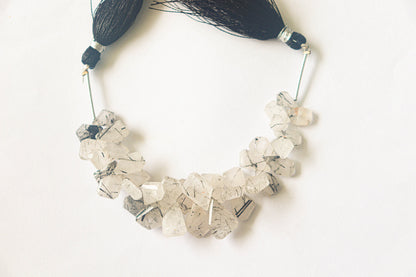 Black Rutile Fancy Shape Beads | 7x9mm - 9x14mm | 35 Pieces | 6 Inch String | Natural Gemstone Beads | Beadsforyourjewellery Beadsforyourjewelry