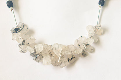 Black Rutile Fancy Shape Beads | 7x9mm - 9x14mm | 35 Pieces | 6 Inch String | Natural Gemstone Beads | Beadsforyourjewellery Beadsforyourjewelry
