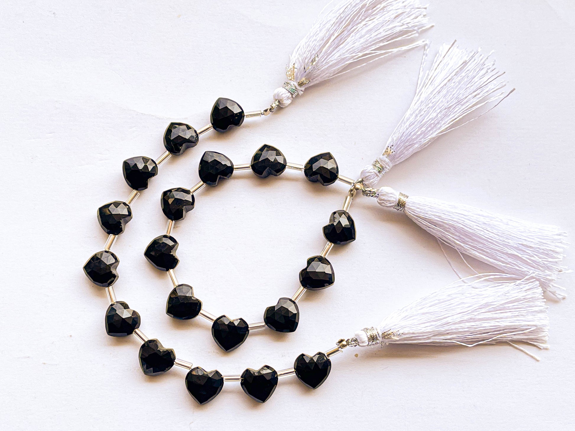 Black Spinel Heart Shape Faceted Side Drill Briolette Beads Beadsforyourjewelry