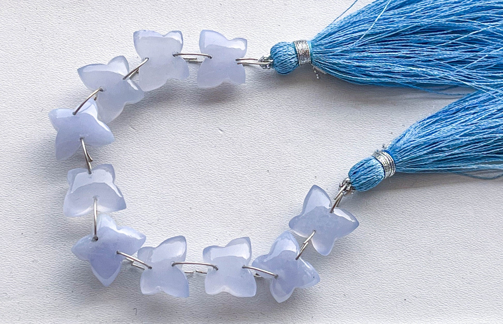 Blue Chalcedony Smooth Butterfly Shape Double Drill Beads, Rare Gemstone Design for Jewelry Making, 10x12mm, 10 Pieces String Beadsforyourjewelry