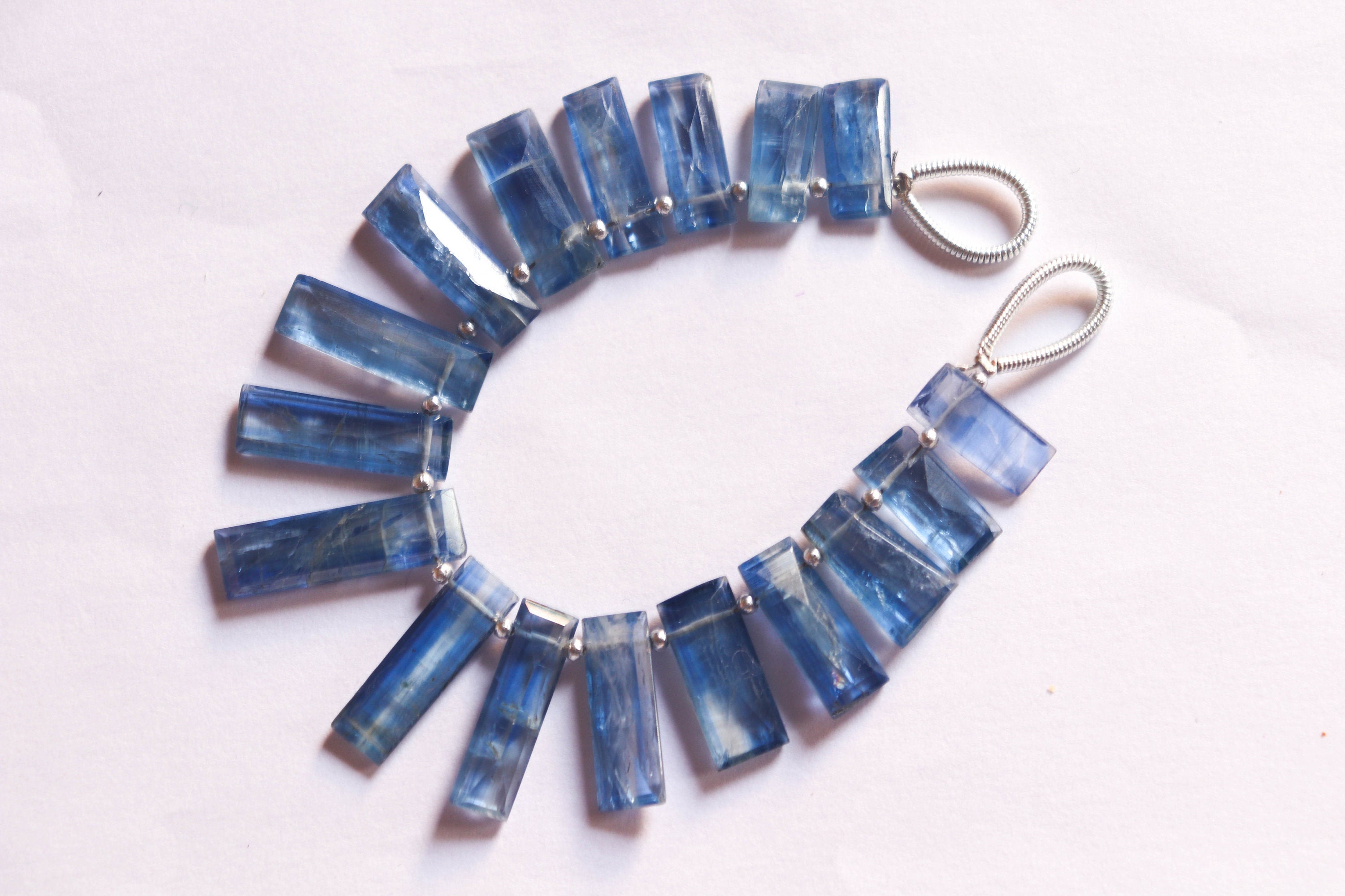 Blue Kyanite Faceted Rectangle Shape Drops | 7x12mm to 7x20mm | 17 Pieces | Natural Gemstone Beads for jewelry making Beadsforyourjewelry