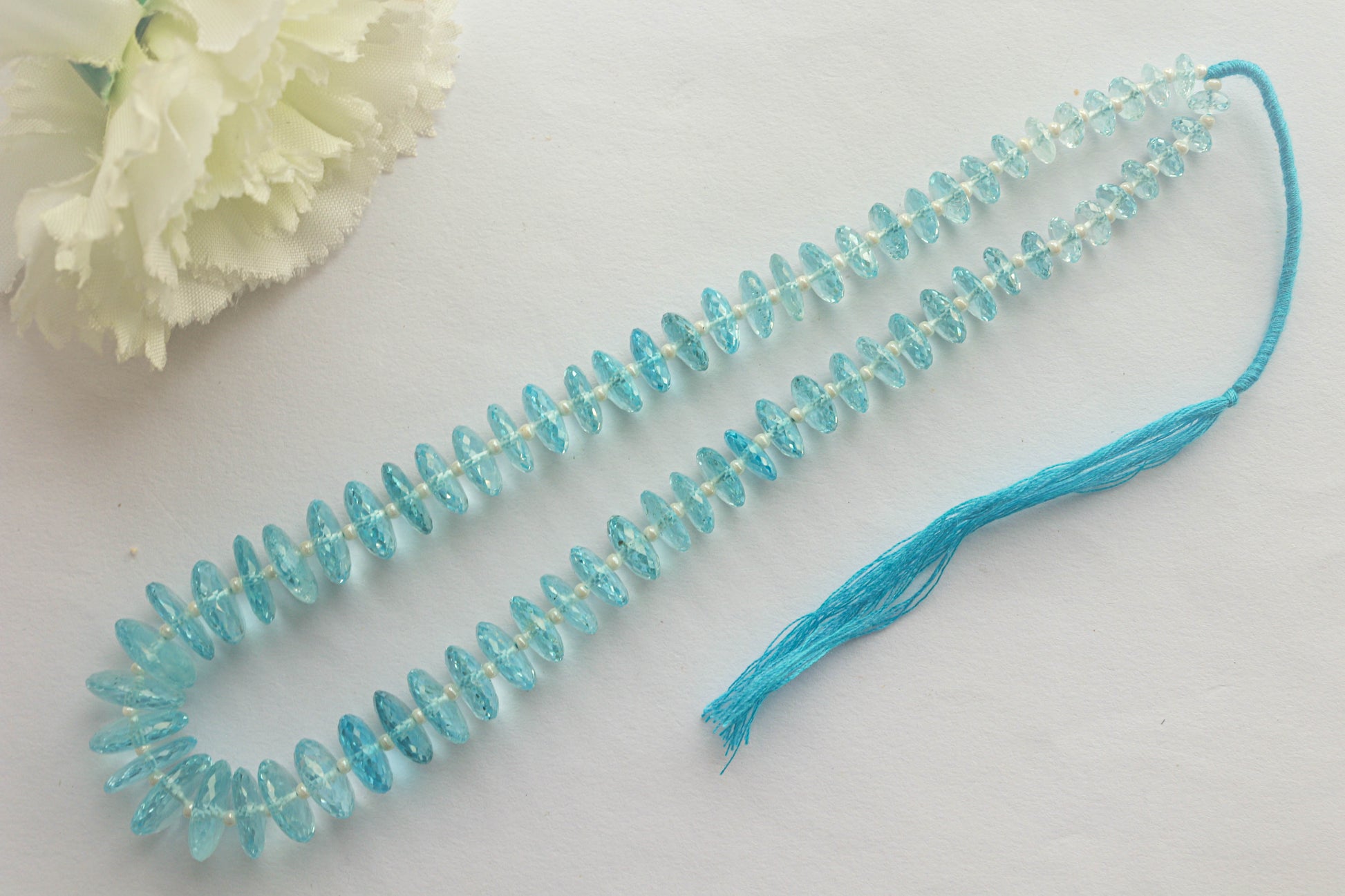 Blue Topaz Faceted Rondelle Beads | 12 Inch String Beadsforyourjewelry