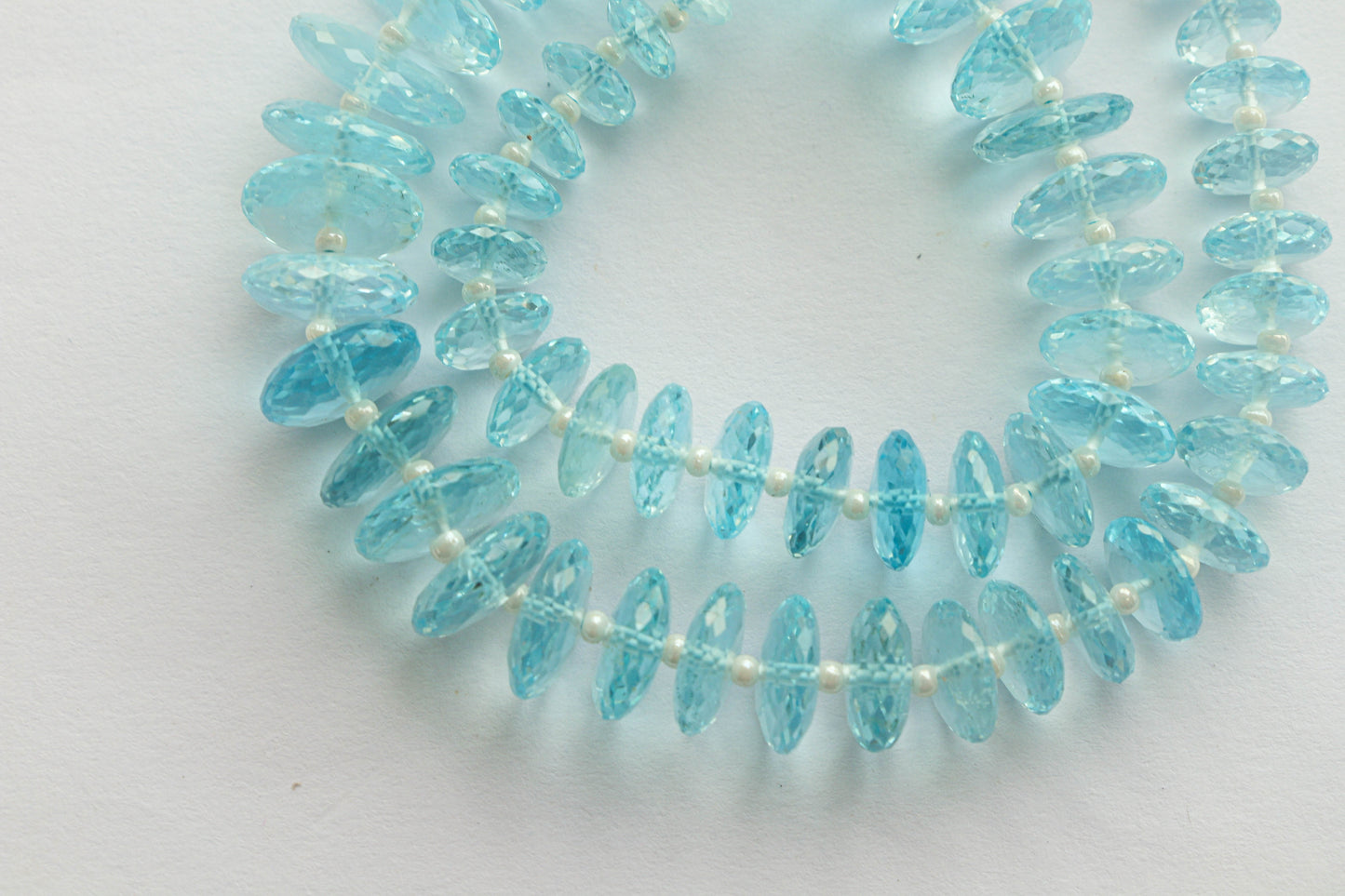 Blue Topaz Faceted Rondelle Beads | 12 Inch String Beadsforyourjewelry
