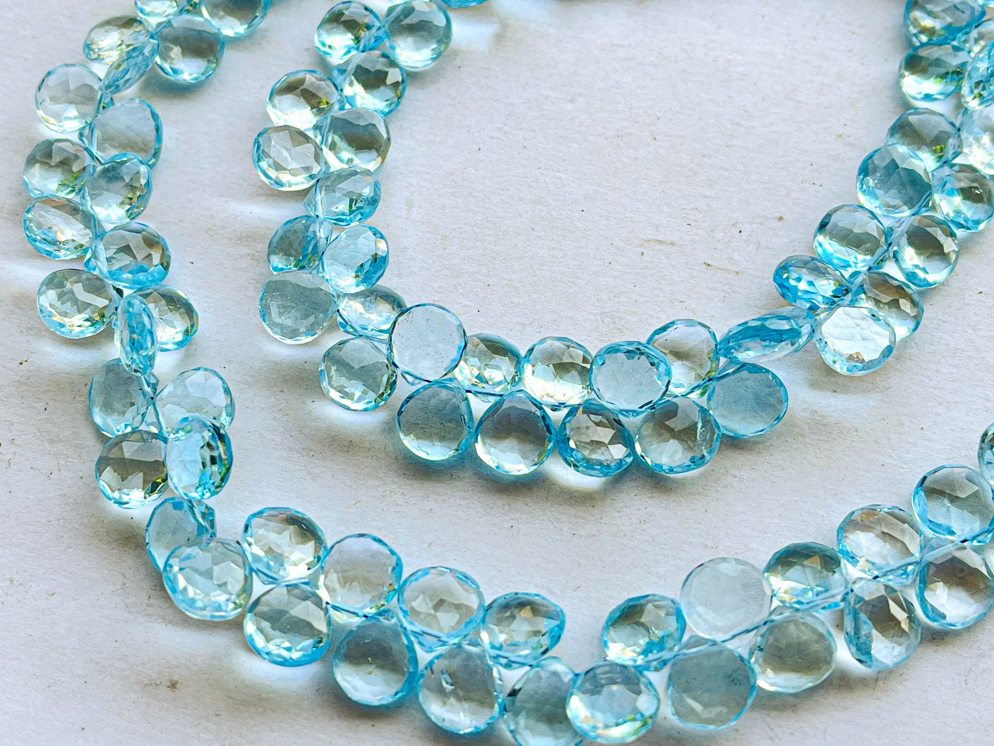 Blue Topaz Heart Shape Faceted Briolette Beads Beadsforyourjewelry