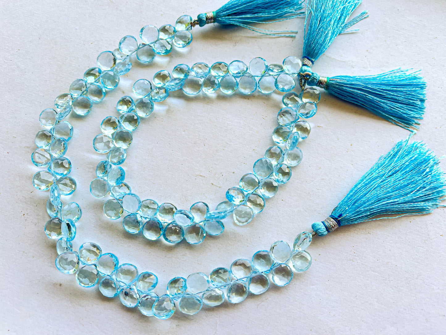 Blue Topaz Heart Shape Faceted Briolette Beads Beadsforyourjewelry