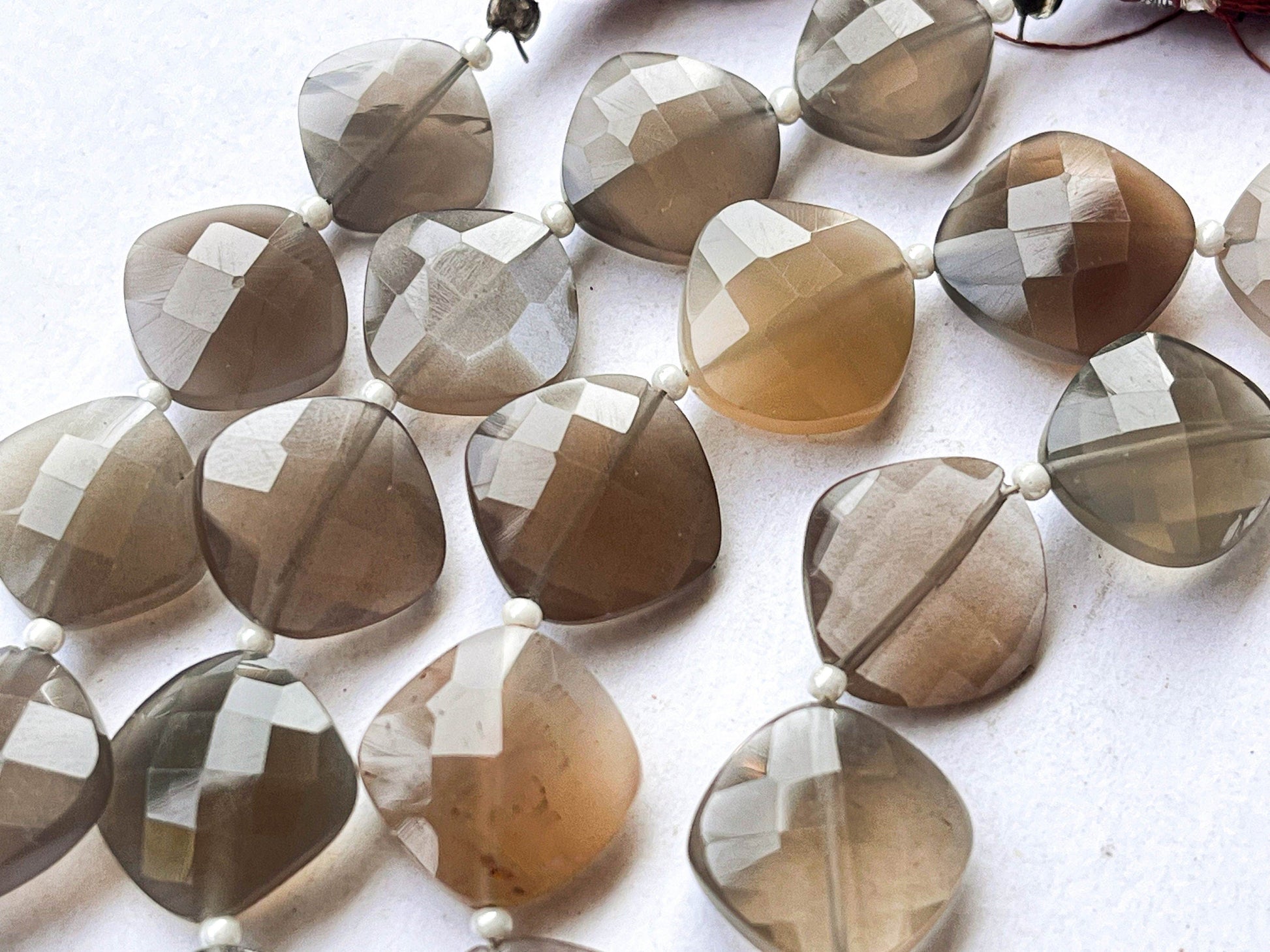 Brown Moonstone Cushion shape briolette beads Beadsforyourjewelry