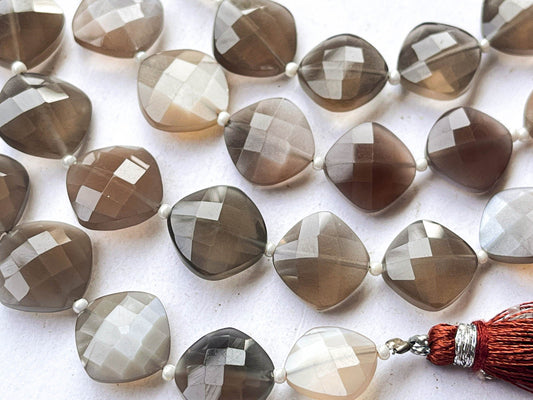 Brown Moonstone Cushion shape briolette beads Beadsforyourjewelry