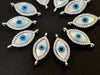 CZ Micro Paved Evil Eye Marquise Pendant, Evil Eye Charm Connector Beadsforyourjewelry