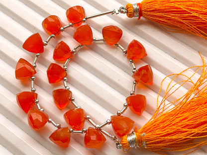 Carnelian 3D Trillion Shape Beads | Natural Gemstone Beads for Jewelry Making | Beadsforyourjewellery Beadsforyourjewelry