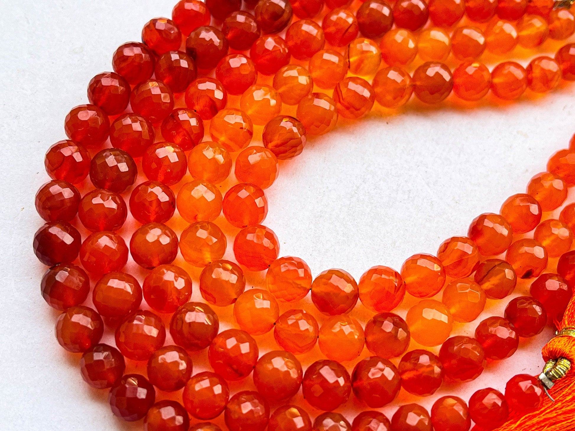 Carnelian Faceted Spherical Beads | 6MM to 8MM | 8 Inch Beadsforyourjewelry